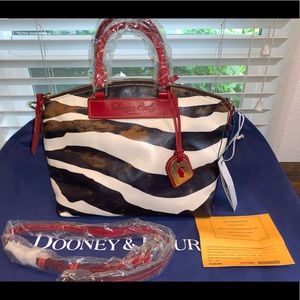 Dooney & Bourke Zebra Leather Satchel Red